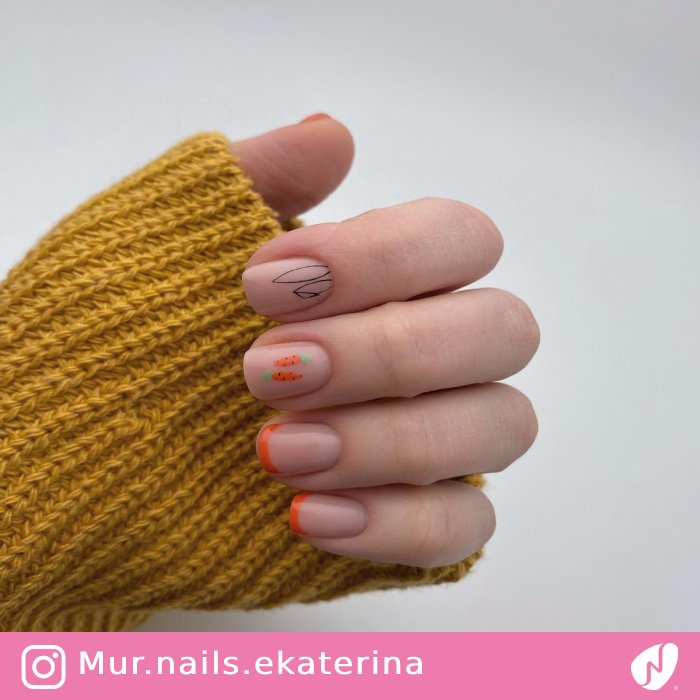 Minimal Carrot-themed Nails